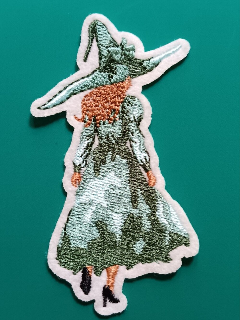 Green Herbalist Forest Witch Embroidered Iron On Patch, Nature Witchy Herbs